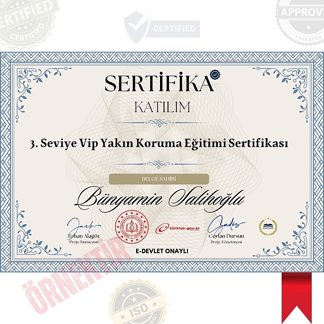 3. Seviye Vip Yakın Koruma Eğitimi Sertifika / 160 Saat