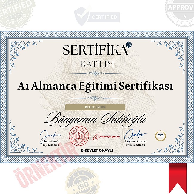 A1 Almanca Eğitimi Sertifika / 120 Saat