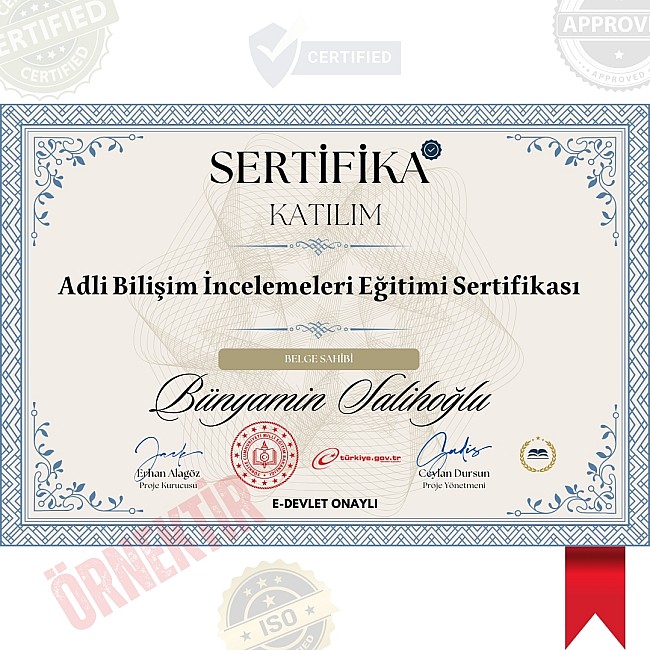 Adli Bilişim İncelemeleri Eğitimi Sertifika / 120 Saat