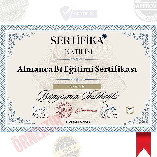 Almanca B1 Eğitimi Sertifika / 120 Saat