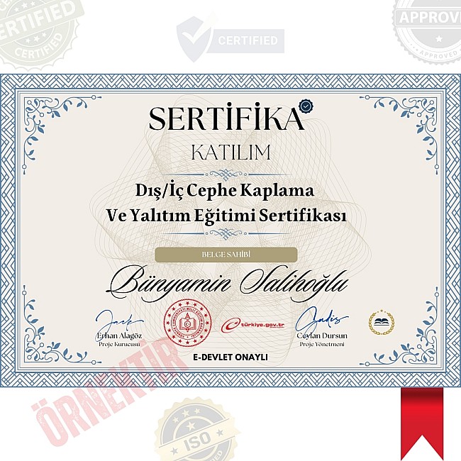 Dış/İç Cephe Kaplama Ve Yalıtım Eğitimi Sertifika / 40 Saat