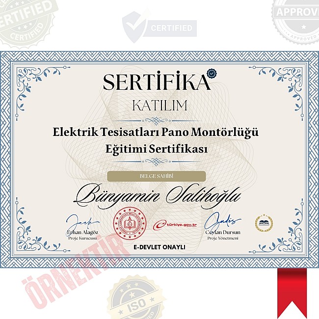 Elektrik Tesisatları Pano Montörlüğü Eğitimi Sertifika / 120 Saat