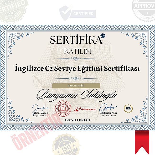 İngilizce C2 Seviye Eğitimi Sertifika / 200 Saat