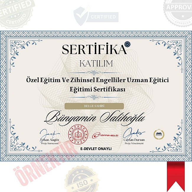 Özel Eğitim Ve Zihinsel Engelliler Uzman Eğitici Eğitimi Sertifika / 540 Saat