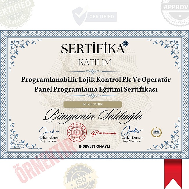 Programlanabilir Lojik Kontrol Plc Ve Operatör Panel Programlama Eğitimi Sertifika / 519 Saat