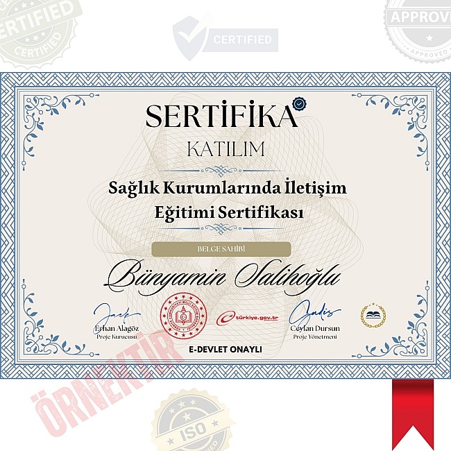 Sağlık Kurumlarında İletişim Eğitimi Sertifika / 168 Saat