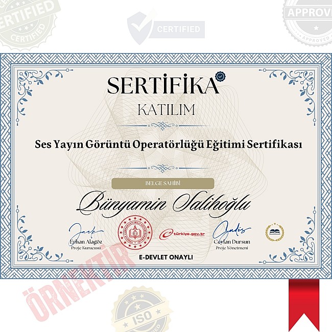 Ses Yayın Görüntü Operatörlüğü Eğitimi Sertifika / 120 Saat