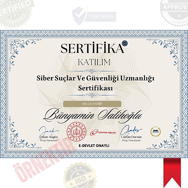 Siber Suçlar Ve Güvenliği Uzmanlığı Sertifika / 400 Saat