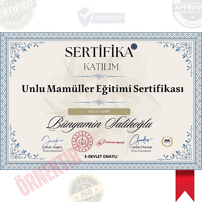 Unlu Mamüller Eğitimi Sertifika / 606 Saat