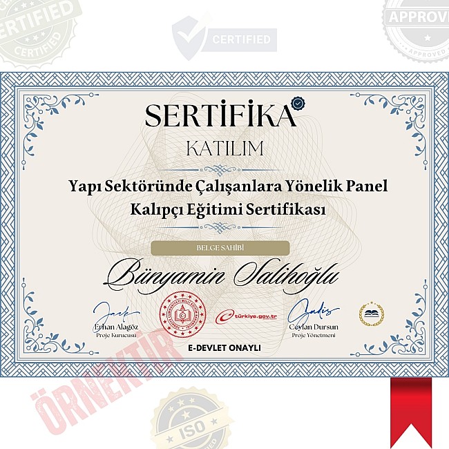 Yapı Sektöründe Çalışanlara Yönelik Panel Kalıpçı Eğitimi Sertifika / 40 Saat